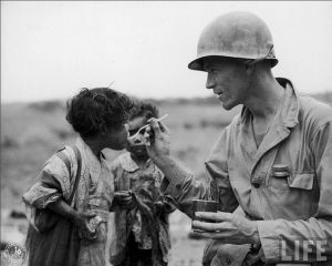 soldier feeding